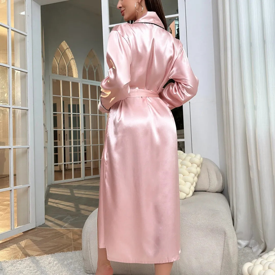 Solid Color Satin Long Robes Kia Day Design