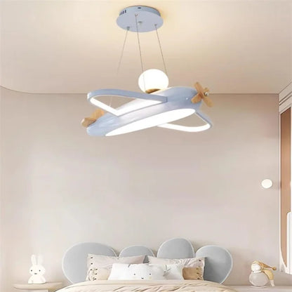 Children Iron Modern LED Airplane Pink White Ceiling Light Kia Day Design