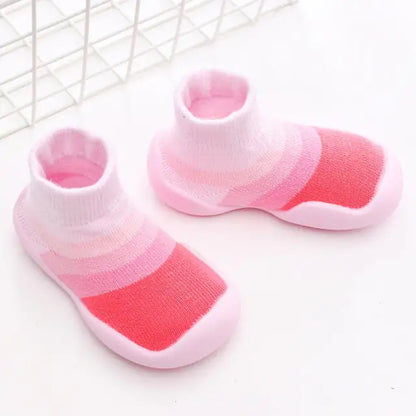 First Walker Kids Soft Rubber Sole Baby Shoe dark pink light pink 18-24 Months-18 Months12 Months