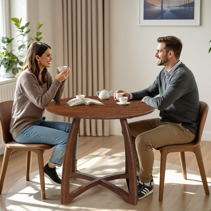 Alma 36 Inches Round Dining Table for 4, Mid-Century Modern Kitchen & Dining Room Tables - - Table