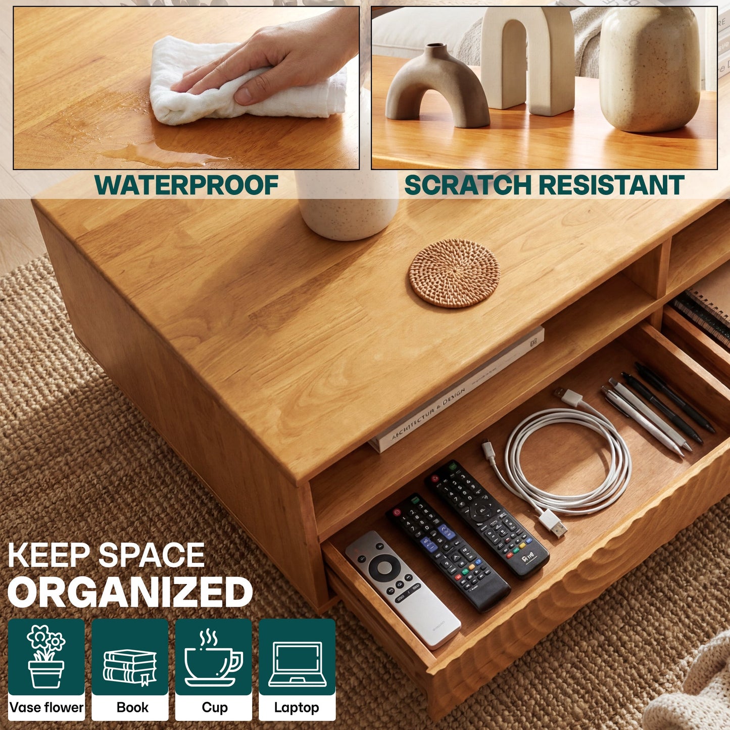 Harmony Wooden Coffee Table - - Coffee Table