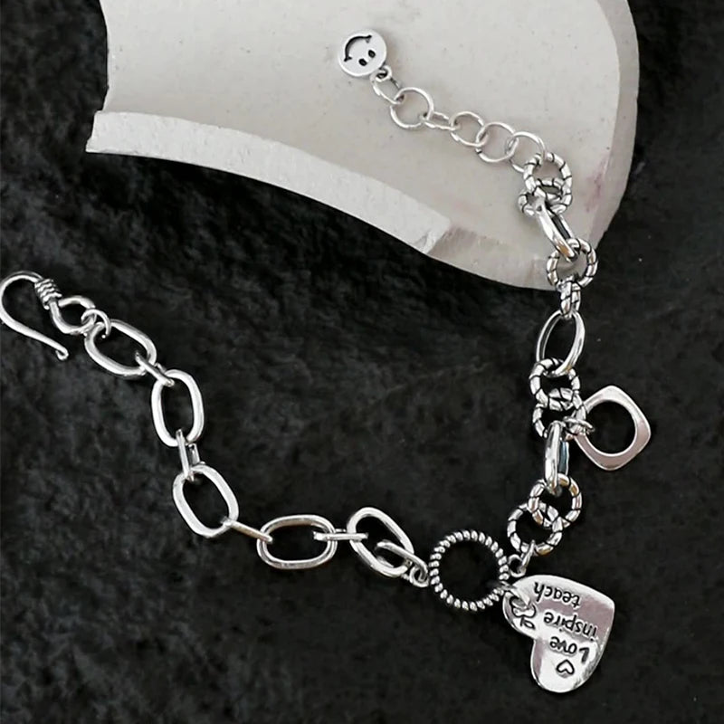 Charm Bracelet 925 Silver Heart Bracelet Kia Day Design