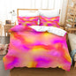 3pcs Tie Dyed Quilt Cover Set With Zipper dark pink