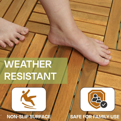 Solid Wood Deck Tiles 6 Slat Set 9 - - Deck Tiles