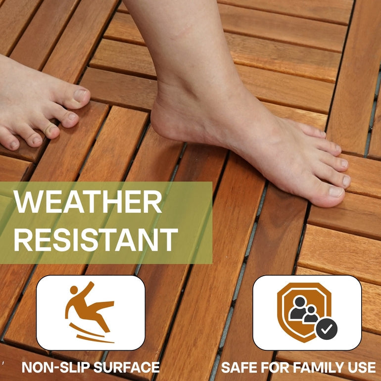 Solid Wood Deck Tiles 6 Slat Set 9 - - Deck Tiles