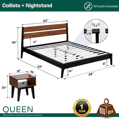 Callisto Solid Wood Bed Frame - - Bed Frame