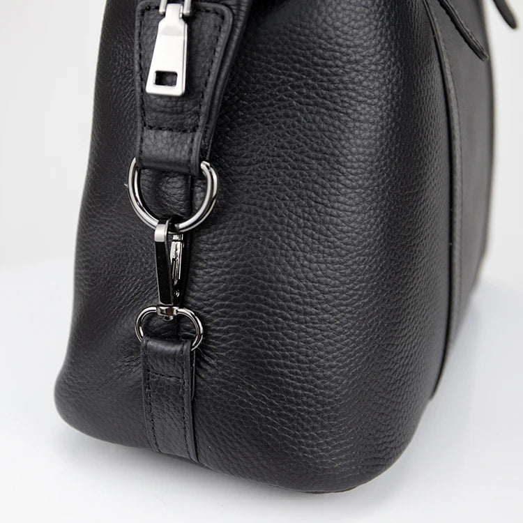 Genuine Leather Black Handbag Kia Day Design