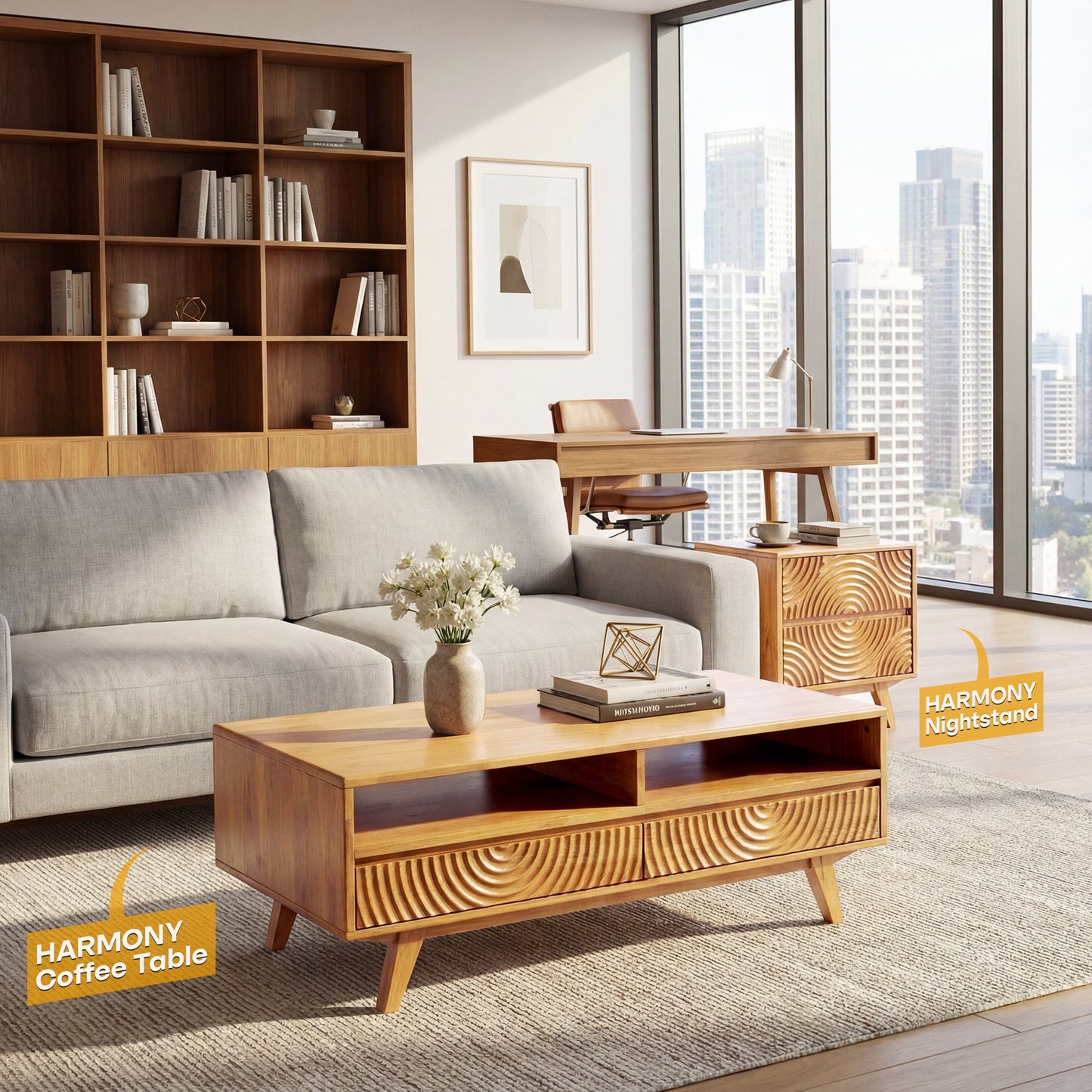 Harmony Wooden Coffee Table - - Coffee Table