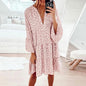 Loose Mini Dress Casual V-Neck Ruffles Sleeve Summer Dress Kia Day Design