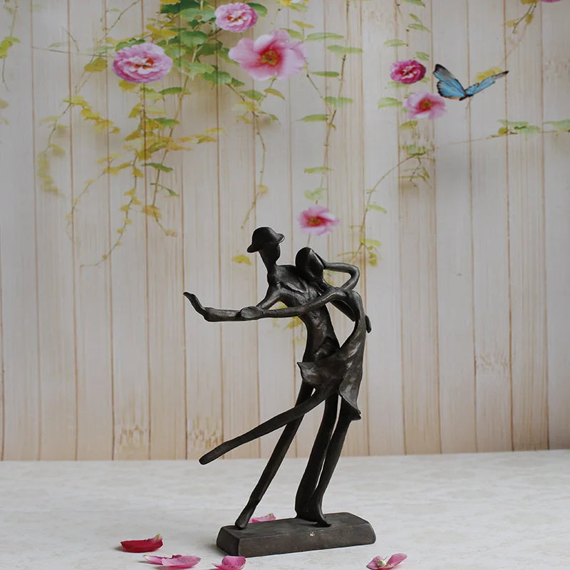 Metal Dancing Couple Figurines Bronze Sculpture Kia Day Design