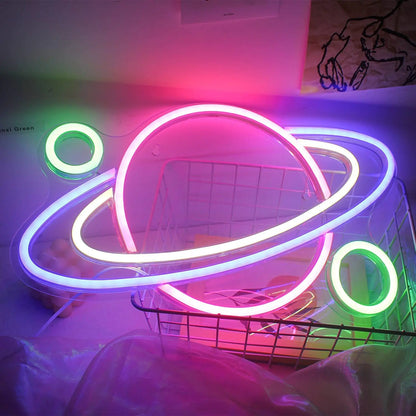 Saturn Planet Neon Light