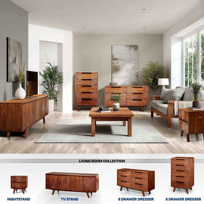 Harmony Solid Wood Dresser with 6 Drawers - - Dresser