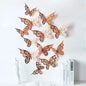 12pcs set 3D Hollow Butterflies Wall Stickers rose gold