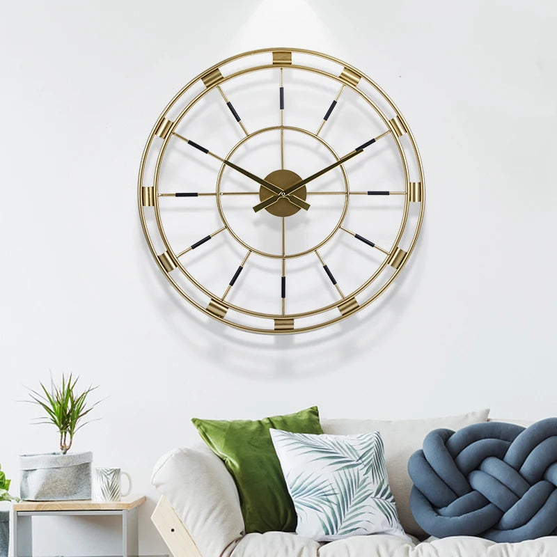 60cm Hanging Metal Wall Clock Gold 60*60*4.5CM