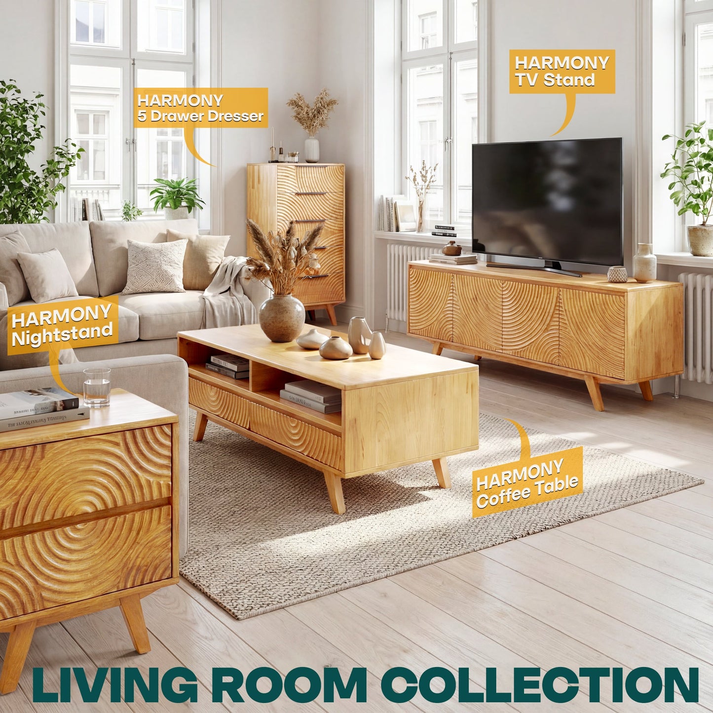 Harmony Wooden Coffee Table - - Coffee Table