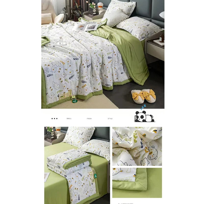 Four-Piece Bedding Set Cotton Summer Cooling Quilt Comforter Kia Day Design