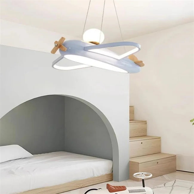 Children Iron Modern LED Airplane Pink White Ceiling Light Kia Day Design