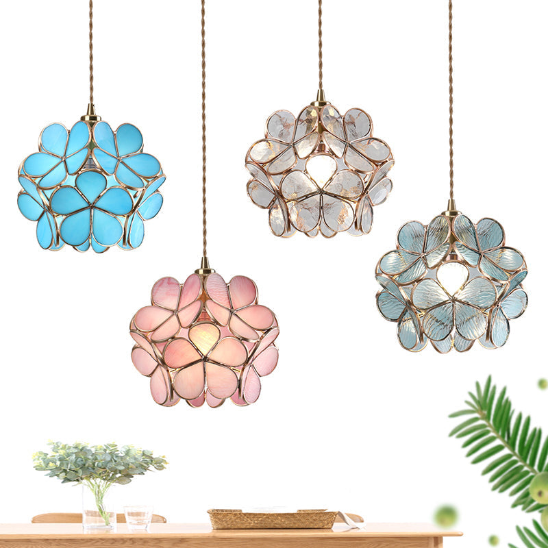 Hanging Light Brass Colorful Flower Pendant Light Kia Day Design