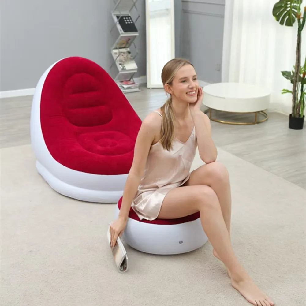 Inflatable Chair Flocked With Footrest