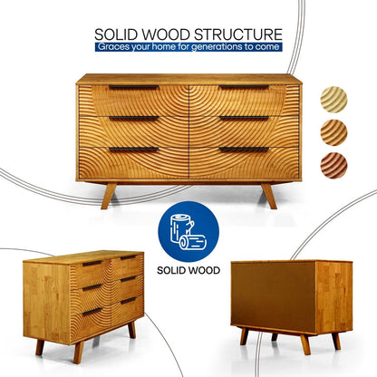 Harmony Solid Wood Dresser with 6 Drawers - - Dresser