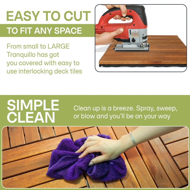 Solid Wood Deck Tiles 6 Slat Set 9 - - Deck Tiles