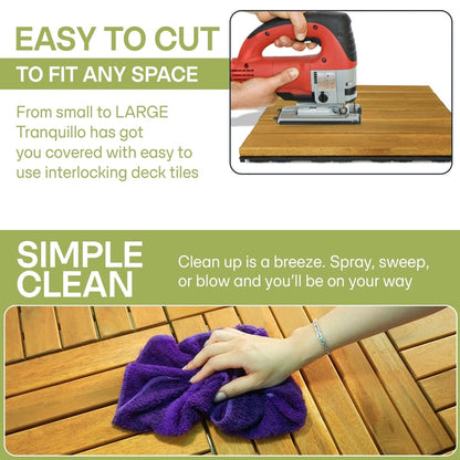 Solid Wood Deck Tiles 6 Slat Set 9 - - Deck Tiles