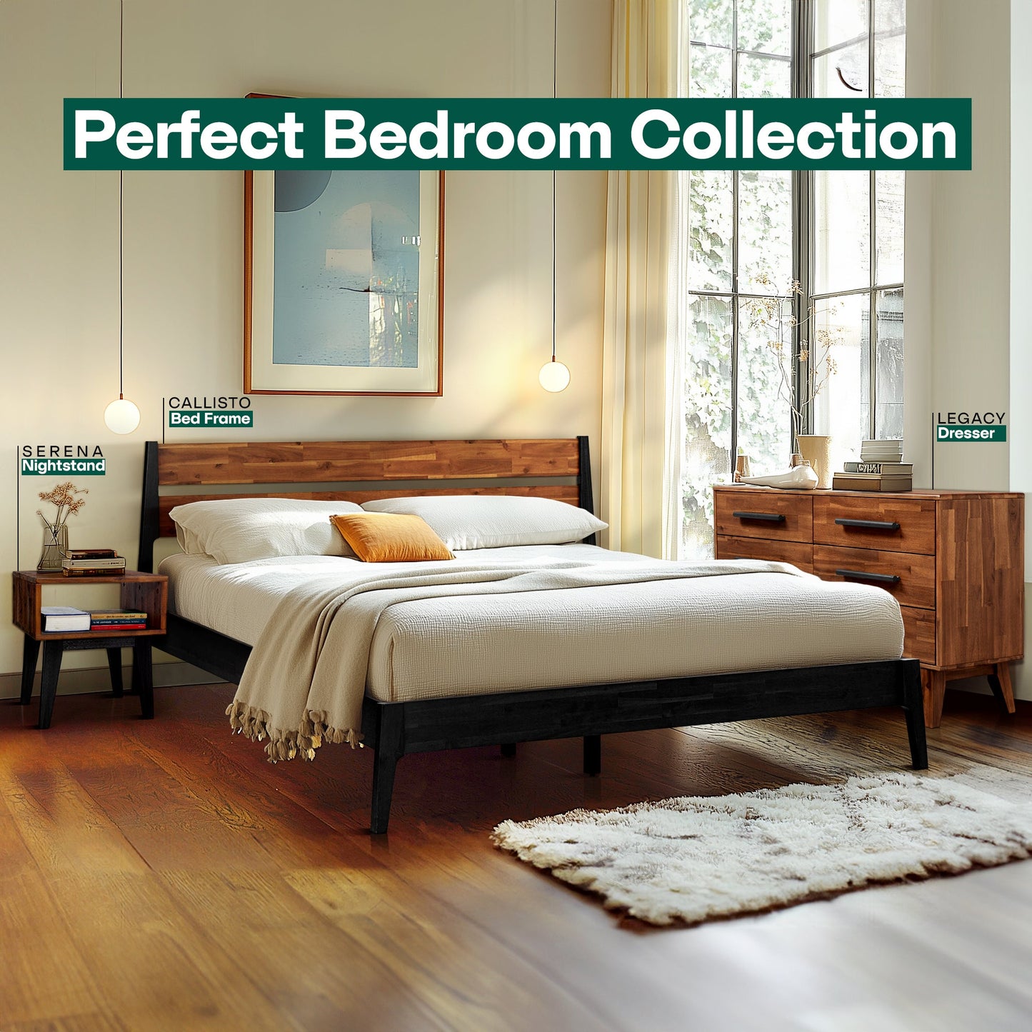 Callisto Solid Wood Bed Frame - - Bed Frame