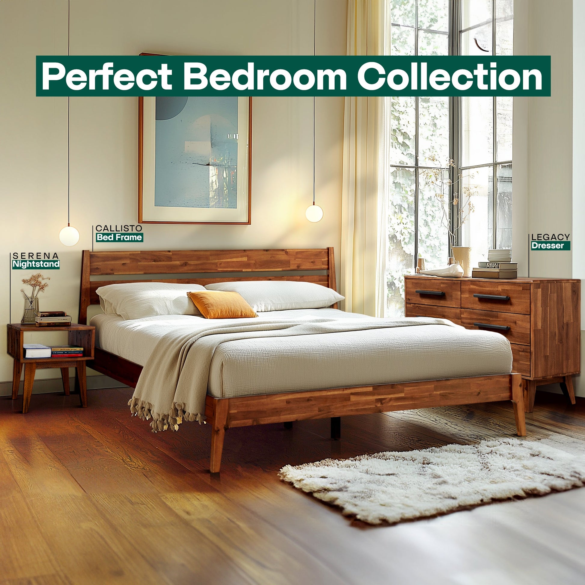 Callisto Solid Wood Bed Frame - - Bed Frame
