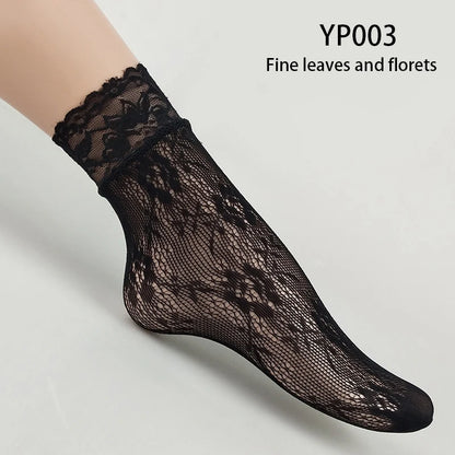 Black Socks Soft Lace Short Ankle Socks Fishnet Stocking Kia Day Design