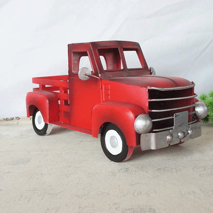 Metal Model Handmade Red Vintage Truck Car Model Toy Desktop Kia Day Design