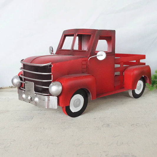 Metal Model Handmade Red Vintage Truck Car Model Toy Desktop Kia Day Design