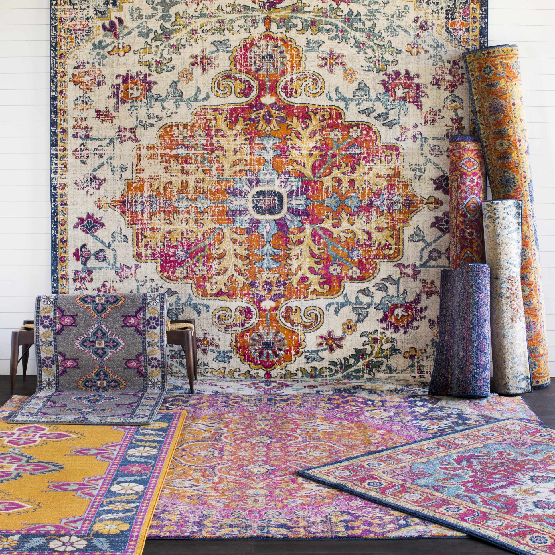 Burnt Orange Ojus Area Rug - - Rugs