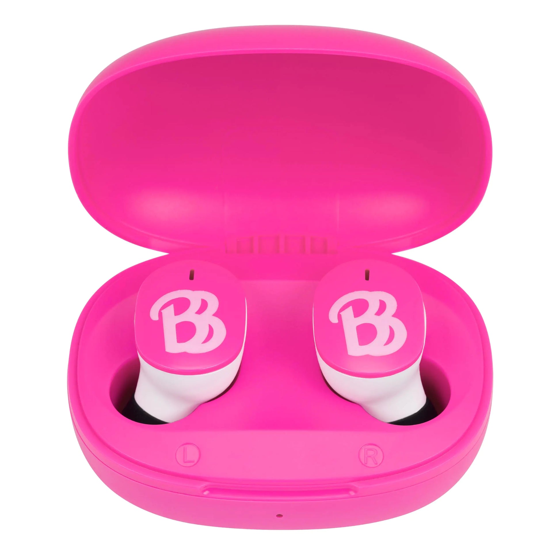eKids Barbie Wireless Earbuds with Microphone Bluetooth Earbuds with Charging Case for Ear Buds Designed for School Home or Travel Kia Day Design