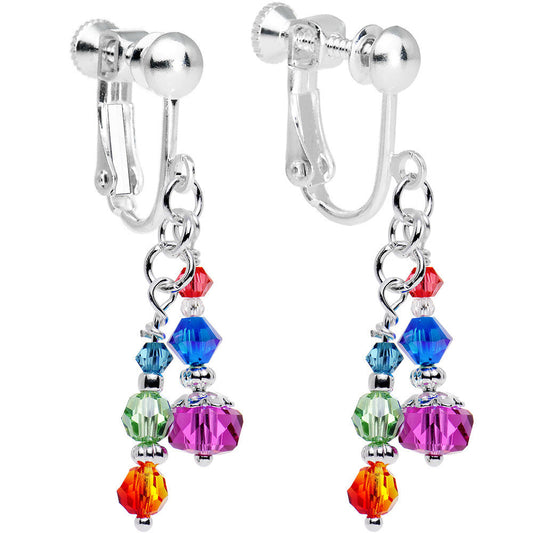 Handcrafted Glistening Crystal Clip Earrings - - EARRINGS Clip On
