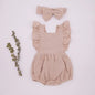 Organic Cotton Summer Baby Girl Clothes Light Beige 18M