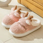 Thick Sole Christmas Deer Slippers Pink 6-6.5(CN36-37)