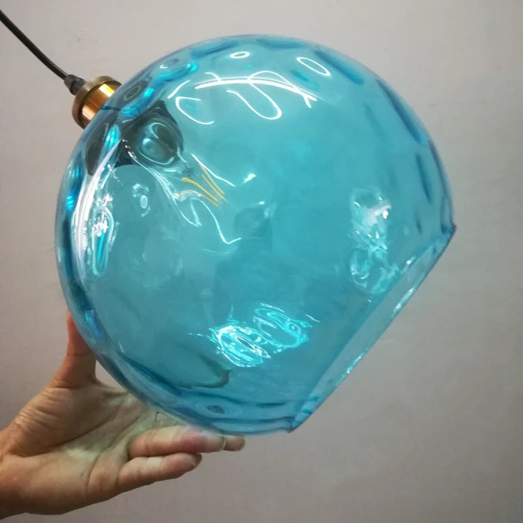 Modern Blue Glass Globe Lamp Shade Chandelier Kia Day Design