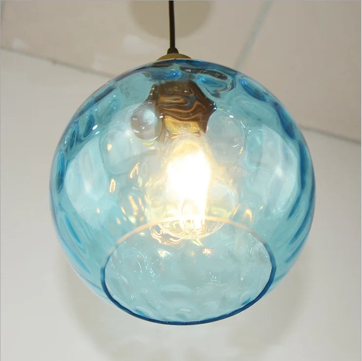 Modern Blue Glass Globe Lamp Shade Chandelier Kia Day Design