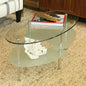 Modern Oval Glass Coffee Table with Chrome Metal Legs - - Living Room > Coffee Tables