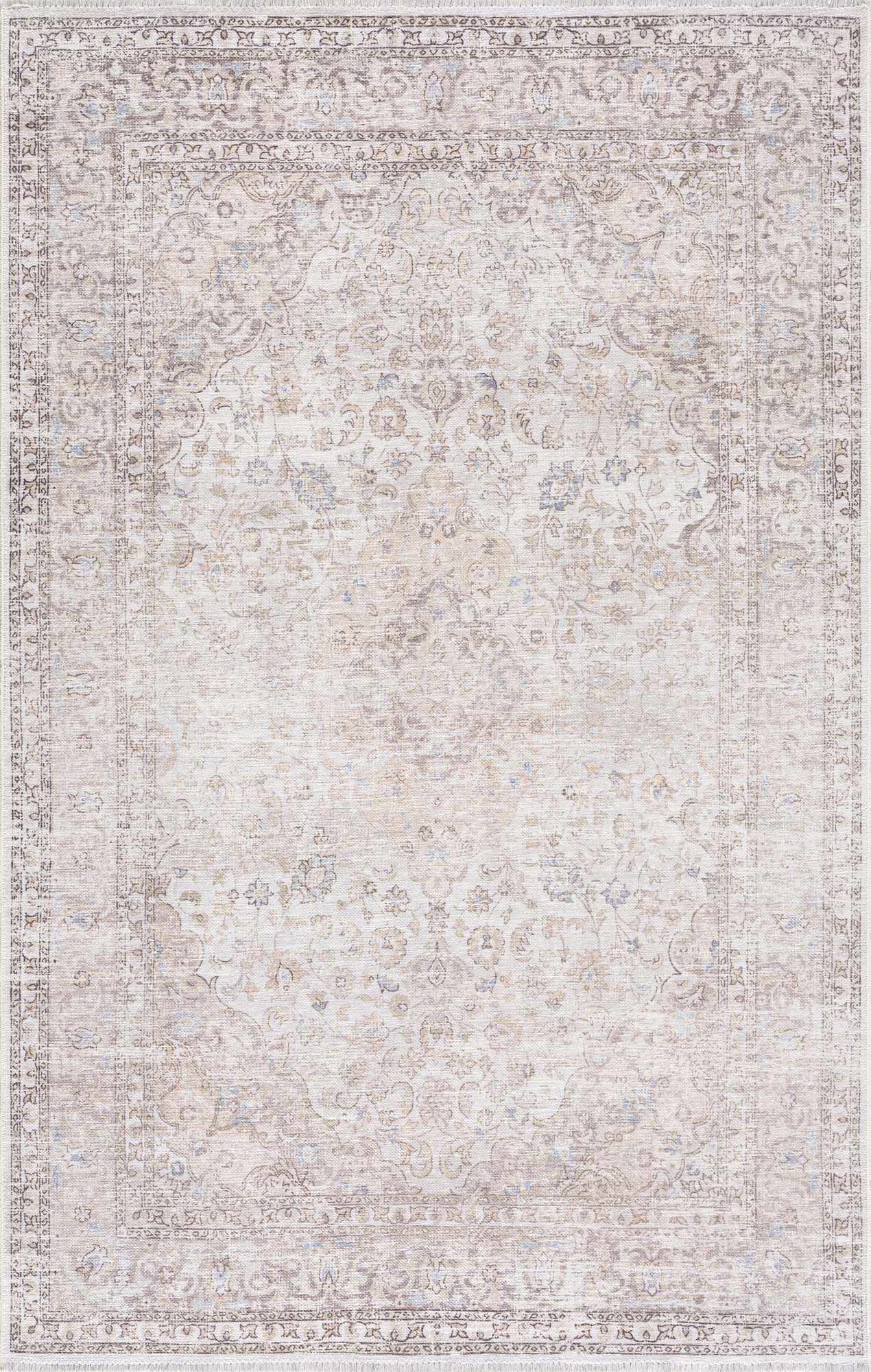 Cream Holi-2301 Washable Area Rug - - Rugs