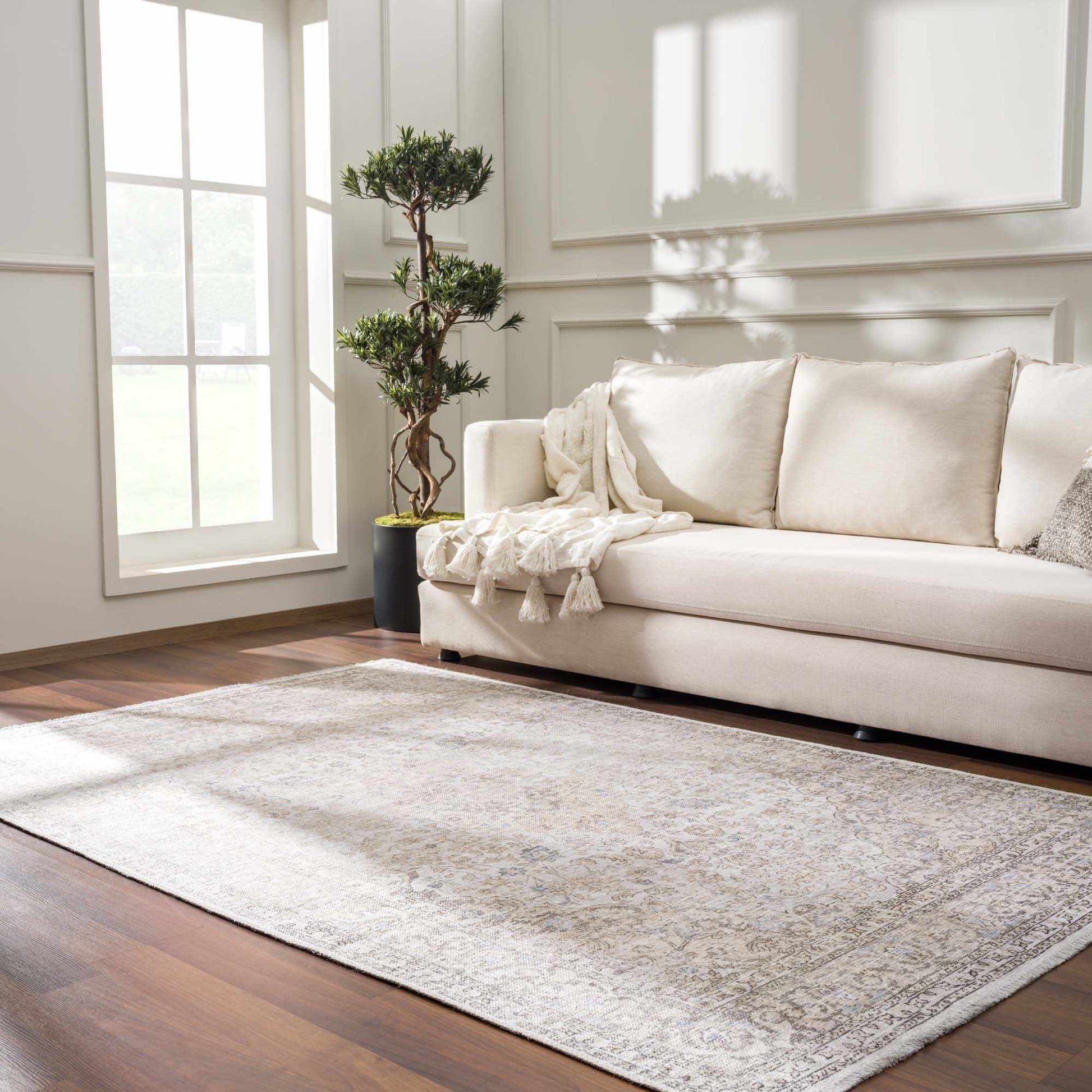 Cream Holi-2301 Washable Area Rug - - Rugs