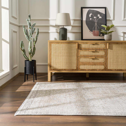 Cream Holi-2301 Washable Area Rug - - Rugs