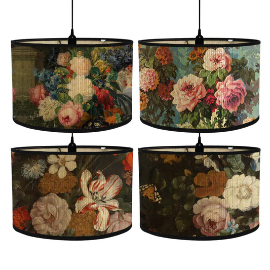Vintage Floral Print Bamboo Lampshade - - lamp shade