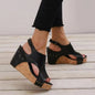 Retro Orthopedic Sandals with High Heel and Platform Black