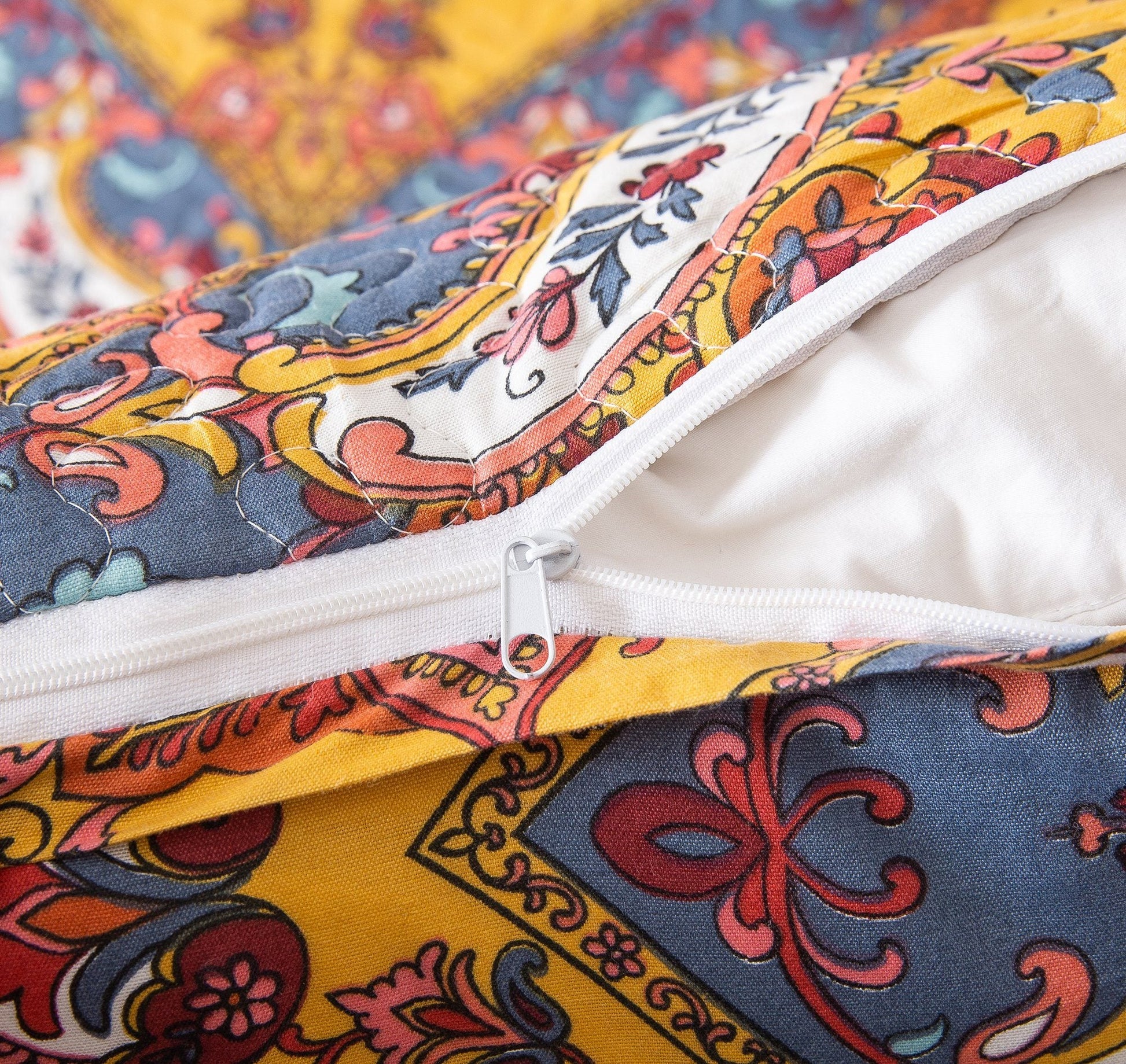 Tache Mustard Yellow Blue Red Paisley Chevron Hanging Gardens Pillow Sham 2-Pieces (HS3148Y) - - Pillow Sham