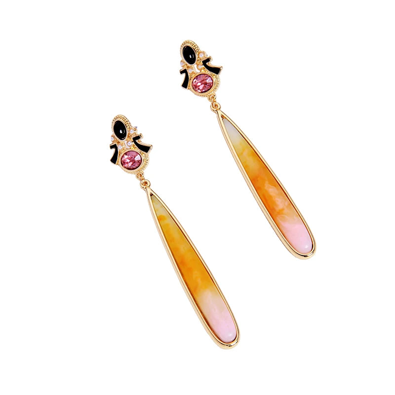 Exaggerated Enamel Acrylic Drop Dangle Earrings Gold Plated Earrings Kia Day Design