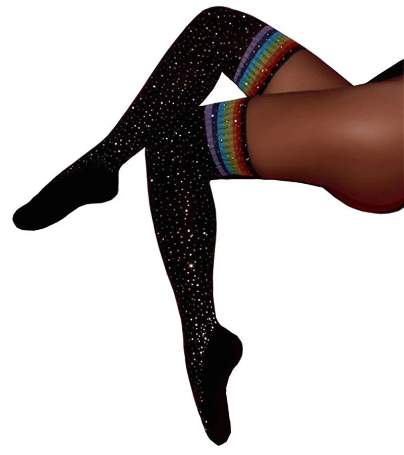 Rhinestone Thigh High Socks Women Knee High Socks Kia Day Design