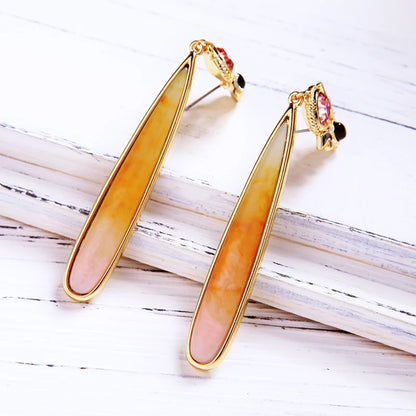 Exaggerated Enamel Acrylic Drop Dangle Earrings Gold Plated Earrings Kia Day Design