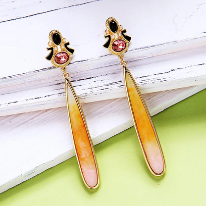 Exaggerated Enamel Acrylic Drop Dangle Earrings Gold Plated Earrings Kia Day Design