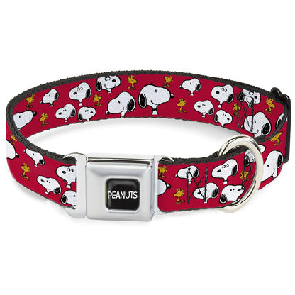 Red Peanuts Worldwide LLC Pet Collar Dog Collar Metal Seatbelt Buckle Peanuts Snoopy - 1.5" Wide - Fits 16-23" Neck - Medium - collar